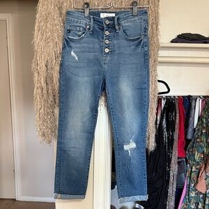 KanCan Distressed Blue Ankle Jeans
